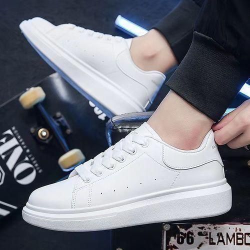Men's Comfortable Gentle Casual Sport Running Lace Up Sneakers Shoes Solid White