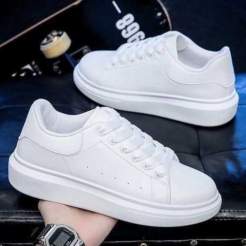Men's Comfortable Gentle Casual Sport Running Lace Up Sneakers Shoes Solid White