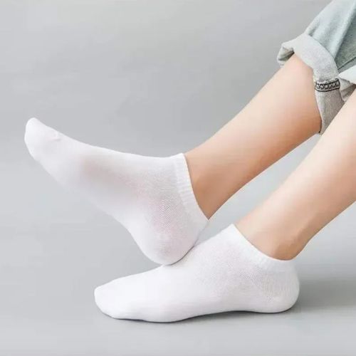 Men Ankle Socks Solid Color Black White Gray - 6 pieces
