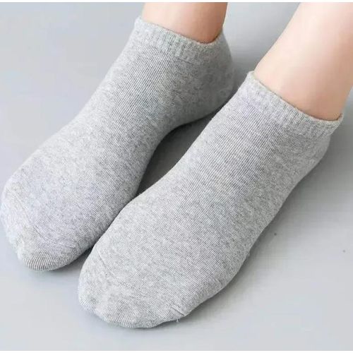Men Ankle Socks Solid Color Black White Gray - 6 pieces
