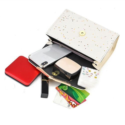 Women Shoulder Messenger Bag Chain Crossbody Phone Bags Ladies Square Bags - Cream