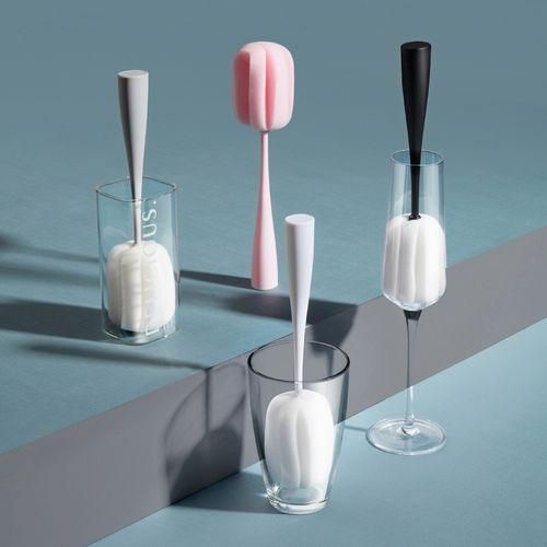 Long Handle Sponge Cup Brush Mug Cleaning Brush Bottle Brush Glass Cup BrushWhite