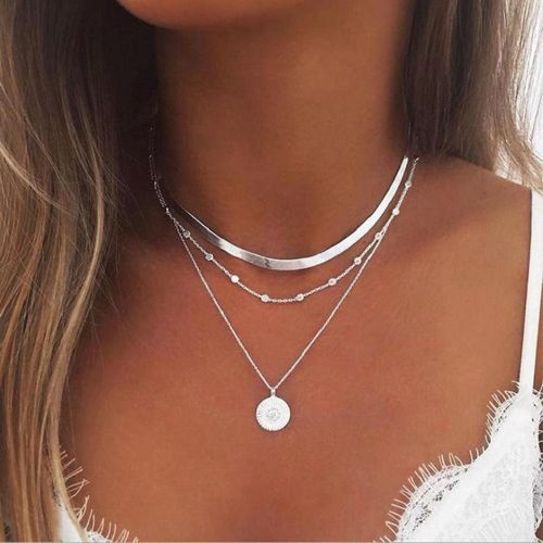 Popular Personality New Simple Multi Layered Lotus Pendant Necklace Neckchain