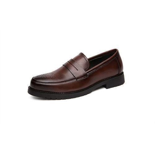 Men's Oxfords Formal Flat Business Loafers Italian Palm Shoes Brown