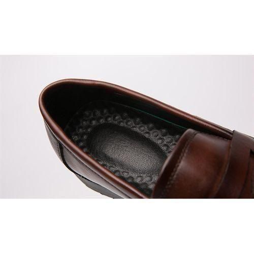 Men's Oxfords Formal Flat Business Loafers Italian Palm Shoes Brown