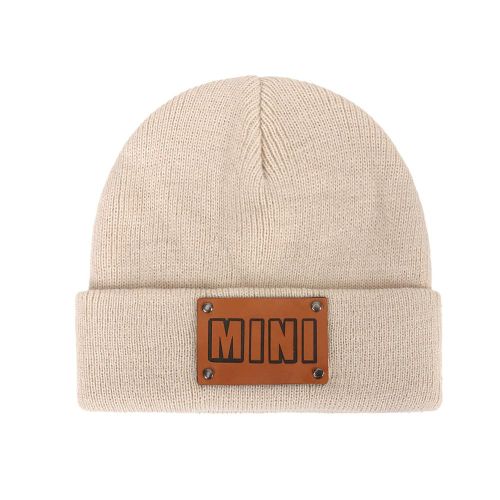 Kids Knit Cuffed Beanie Winter Hats with Soft Woolen Thread Hip-Hop Lightweight MINI Pattern Headcovers for Girls Boys Infants Toddlers Student,Beige NO5111