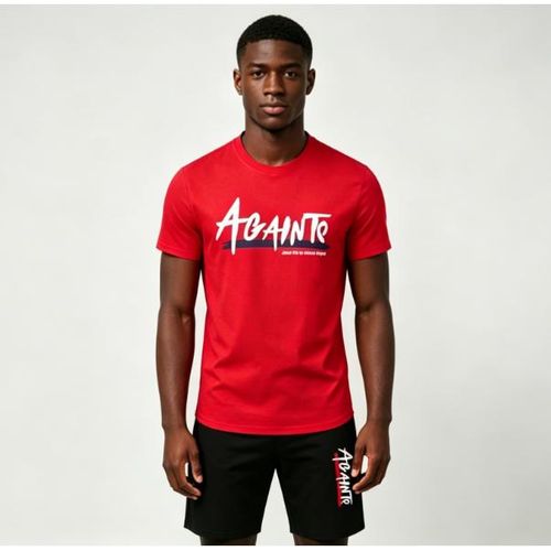 Berrykey Mens 2 In 1 Short Sleeve Round Neck T-Shirt & Shorts Set Red