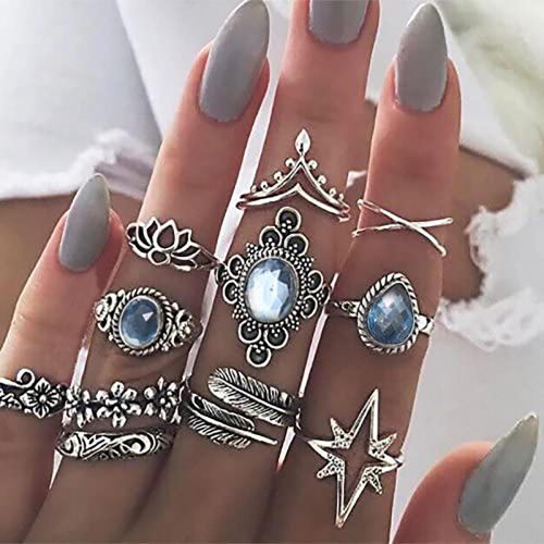 Vintage Diamond-encrusted 11-piece Ring Set - Silver