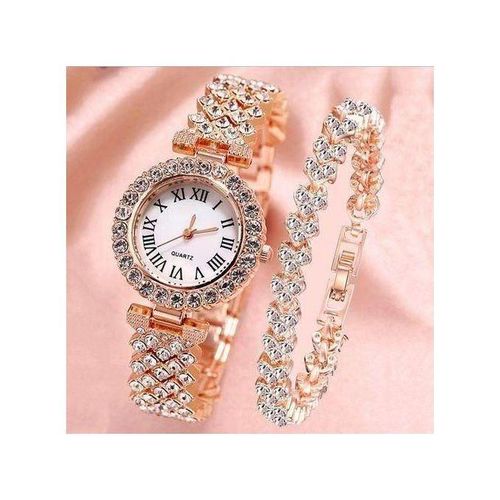 Elegant Ladies Wristwatch Set-Rose Gold