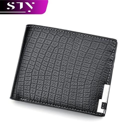 STY Men Geometric Pattern Billfold Business Wallets Horizontal Credit Card Holder