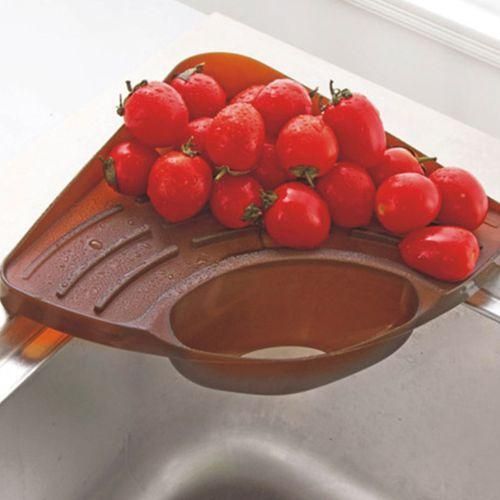 Practical Kitchen Sink Corner Storage Rack Sponge Holder Wall Mounted TrayGreen