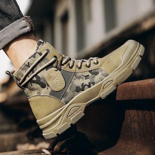 Men's Casual Hiking Martin Boots High Top Sneakers - Khaki