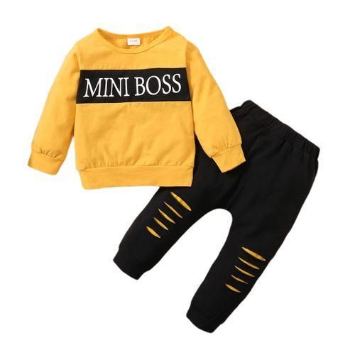 Mini Boss Baby Boys Fashion Long Sleeves Outfit Set-yellow