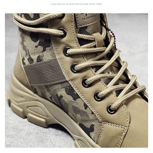 Men's Casual Hiking Martin Boots High Top Sneakers - Khaki
