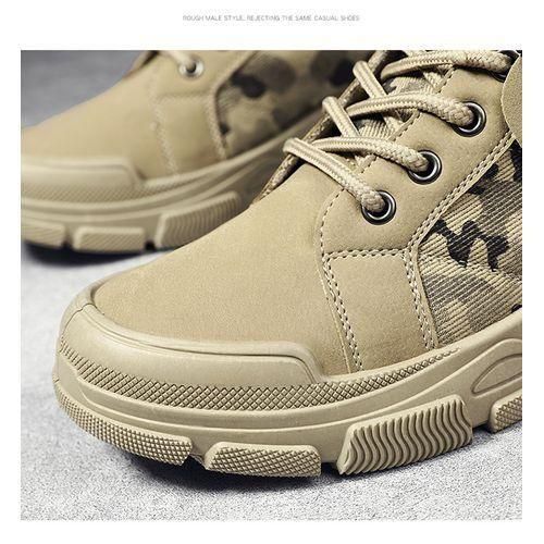 Men's Casual Hiking Martin Boots High Top Sneakers - Khaki