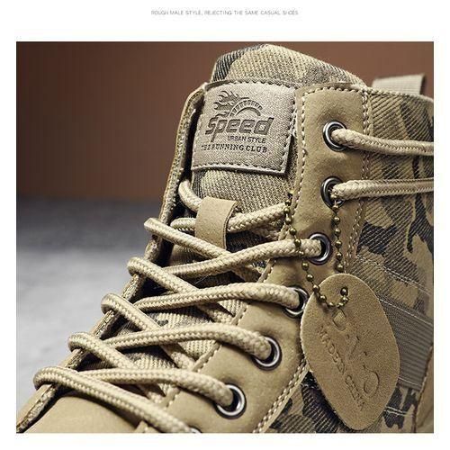 Men's Casual Hiking Martin Boots High Top Sneakers - Khaki