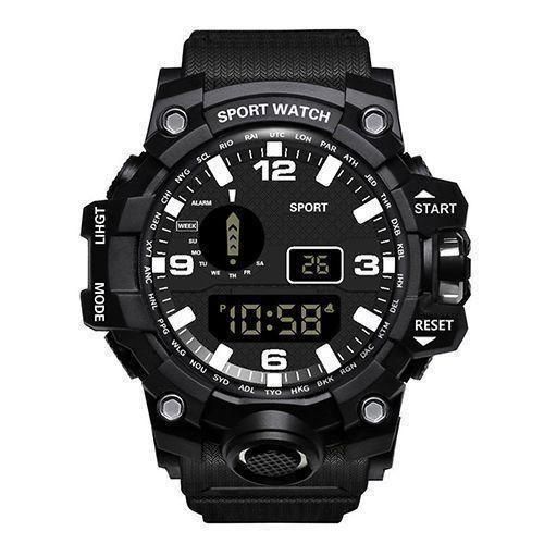Large Electronic Waterproof Sports Watch Alarm Clock - Black