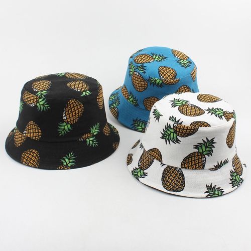 Bucket Hat Pineapple Double Side Packable Wide Brim Fisherman Caps For Traveling Beach Vacation NO5116