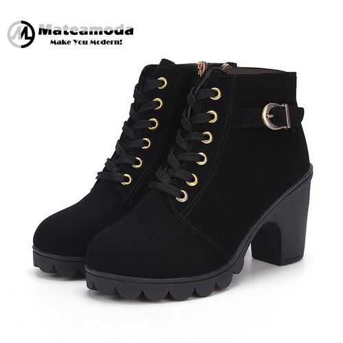 Mateamoda Women Shoes Boots Heels Martin Boots Ankle Boots Ladies Shoes Combat Boots