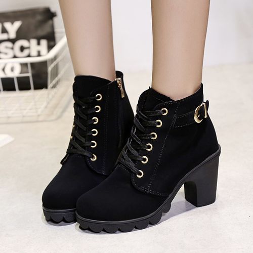 Mateamoda Women Shoes Boots Heels Martin Boots Ankle Boots Ladies Shoes Combat Boots