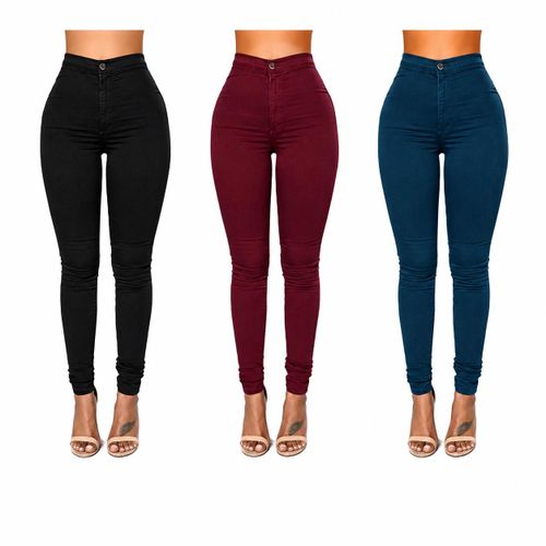 3 Pack Ladies' Bodyshapers Skinny Strecher Jeans - Black, Blue,Maroon.