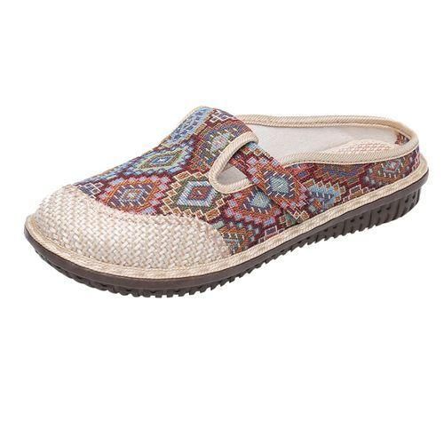 Women's Non-slip Cloth Shoes Summer Breathable Linen Slippers-Multicolor
