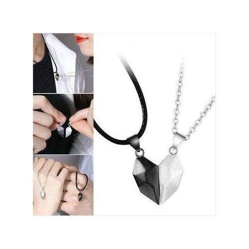 2Pcs Stainless Steel Heart Couple Lover Pendant Necklace