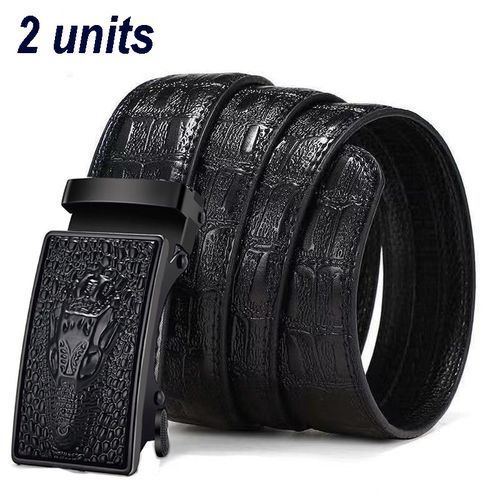 2 Pieces  Leather Automatic Buckle Belt Godzilla Monster