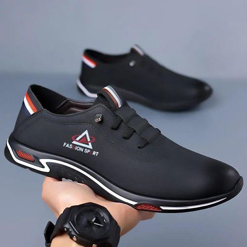 New Soft Sole Leather Shoes For Men Slip On Loafers - Black