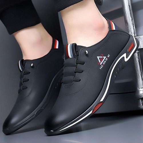 New Soft Sole Leather Shoes For Men Slip On Loafers - Black