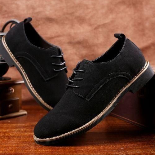 Men Oxfords Office Loafers PU Suede Wedding Formal Chelsea Shoes Corporate Black
