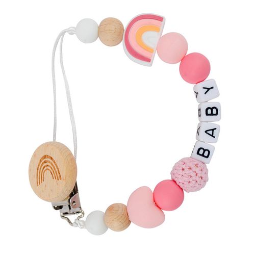 Baby Pacifier Clip Anti-Drop Chain Mini Silicone Beaded Pacifier Clips for Baby Girls and Boys,05 NO5238
