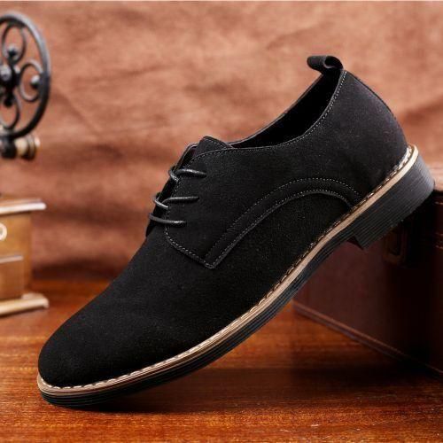 Men Oxfords Office Loafers PU Suede Wedding Formal Chelsea Shoes Corporate Black