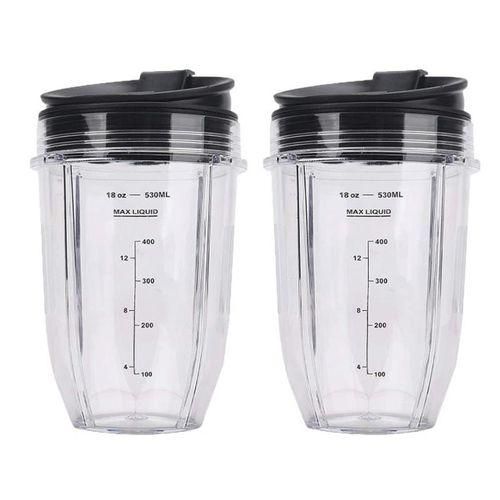 2 Pcs 18Oz Blender Cups with Lid for Ninja Auto IQ BL480 BL