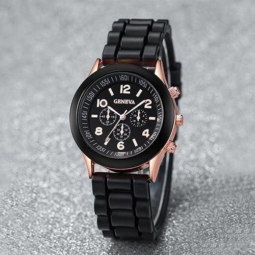Geneva Couple Watches Women Casual Silicone Band Quartz Watch Jewelry Set