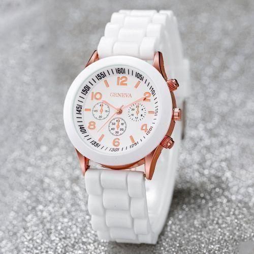 Geneva Couple Watches Women Casual Silicone Band Quartz Watch Jewelry Set