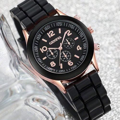 Geneva Couple Watches Women Casual Silicone Band Quartz Watch Jewelry Set