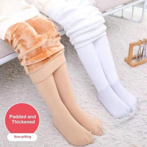 915 Generation Children's Winter Fleece Thickened Dance Socks Dance Socks Warm OnePiece PantsWhite FootedL