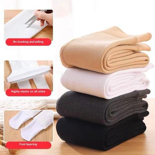 915 Generation Children's Winter Fleece Thickened Dance Socks Dance Socks Warm OnePiece PantsWhite FootedL