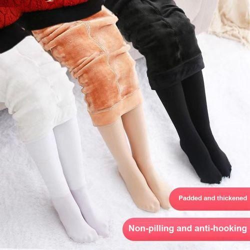 915 Generation Children's Winter Fleece Thickened Dance Socks Dance Socks Warm OnePiece PantsWhite FootedL