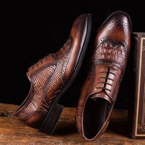 Men's Brogues Oxford Wedding Party Loafers & Slip-Ons Shoes Vintage Brown