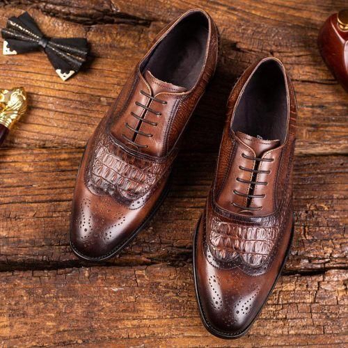 Men's Brogues Oxford Wedding Party Loafers & Slip-Ons Shoes Vintage Brown