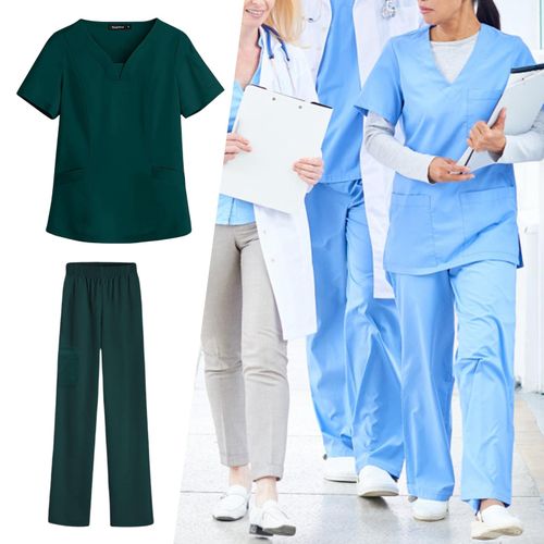 Nursing Uniform Top Pants Set Workwear With Pockets Soft