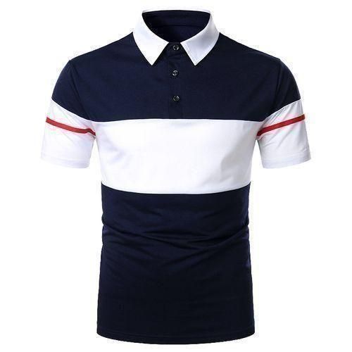 Berrykey Mens Office Polos Shirts Casual Joggers Short Sleeve Tshirt Top Navyblue