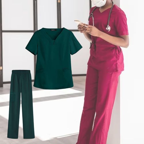 Nursing Uniform Top Pants Set Workwear With Pockets Soft