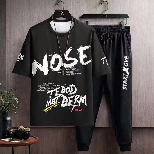 Men's 2-piece Set - T-shirt + Trousers, Hip-hop Athleisure Loose Suit