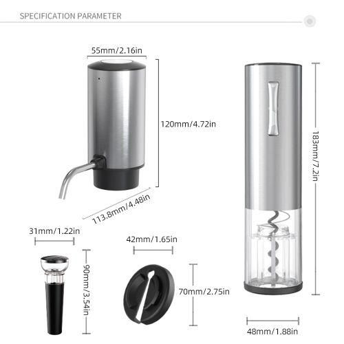 Electric Wine Opener 4in1 Set With Bottle Opener, Wine