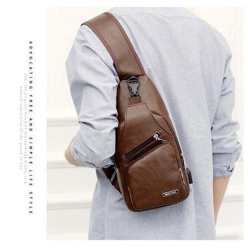 Business Bag Men USB Portable Crossbody Chest Bag