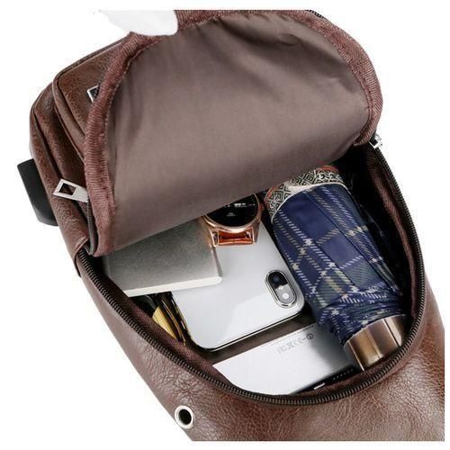 Business Bag Men USB Portable Crossbody Chest Bag