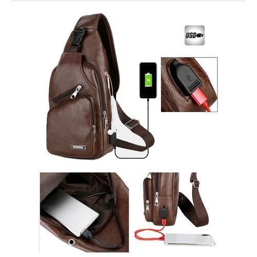 Business Bag Men USB Portable Crossbody Chest Bag